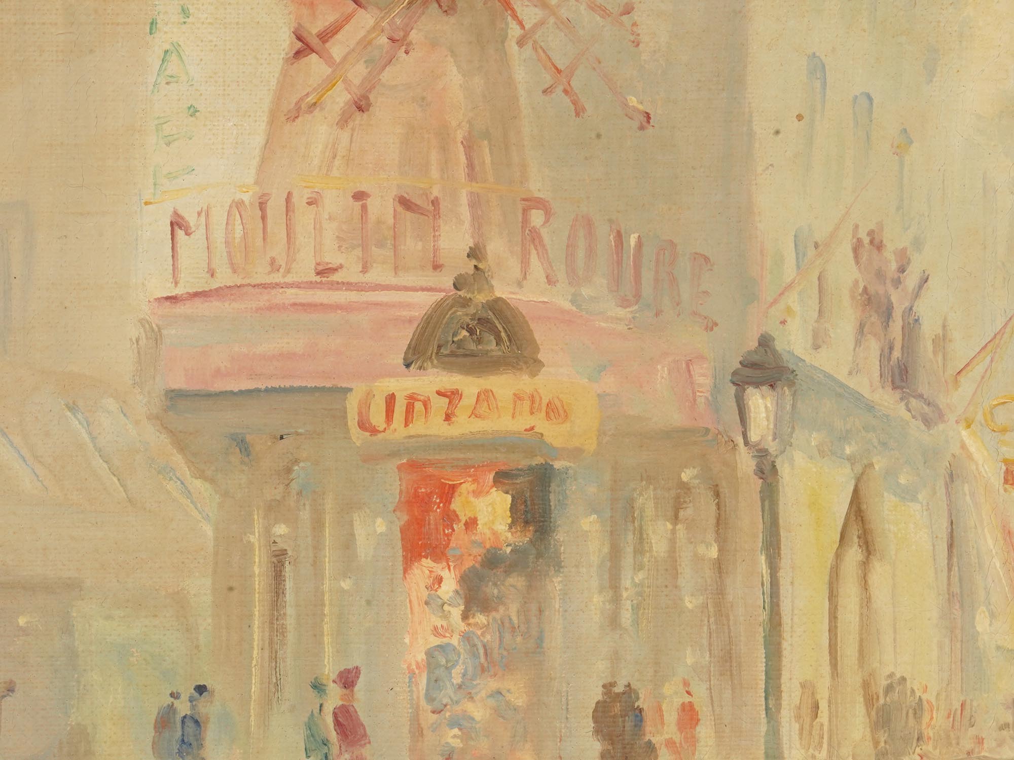 MOULIN ROUGE PARIS OIL PAINTING SIGNED BY L BARRE PIC-2